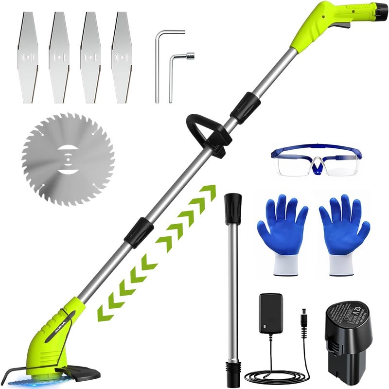 Aokia Weed Wacker Cordless,2000mah Battery Operated Weed Trimmer 3 Types Cutting Blade Lightweight Electric Grass Cutter,Fast Charger Portable Lawn Trimmer for Yard Garden - Image 1
